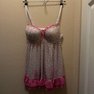 SOLD-Y2K Pink Polka Dot Lingerie
